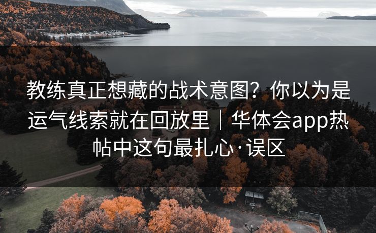 教练真正想藏的战术意图？你以为是运气线索就在回放里｜华体会app热帖中这句最扎心·误区