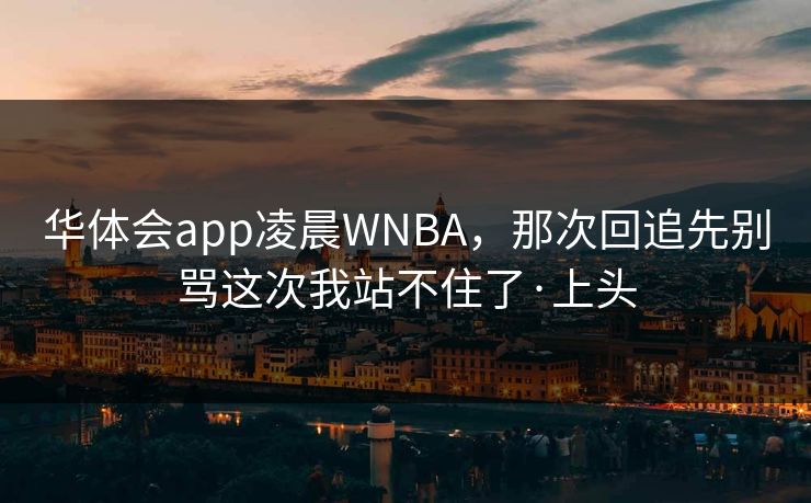 华体会app凌晨WNBA，那次回追先别骂这次我站不住了·上头