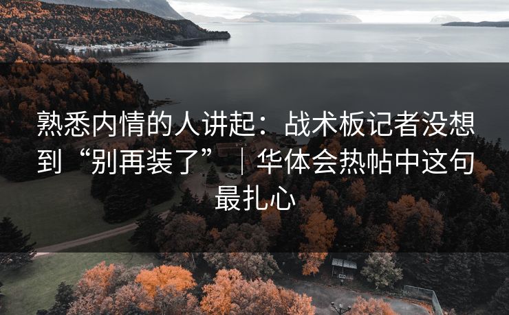 熟悉内情的人讲起：战术板记者没想到“别再装了”｜华体会热帖中这句最扎心