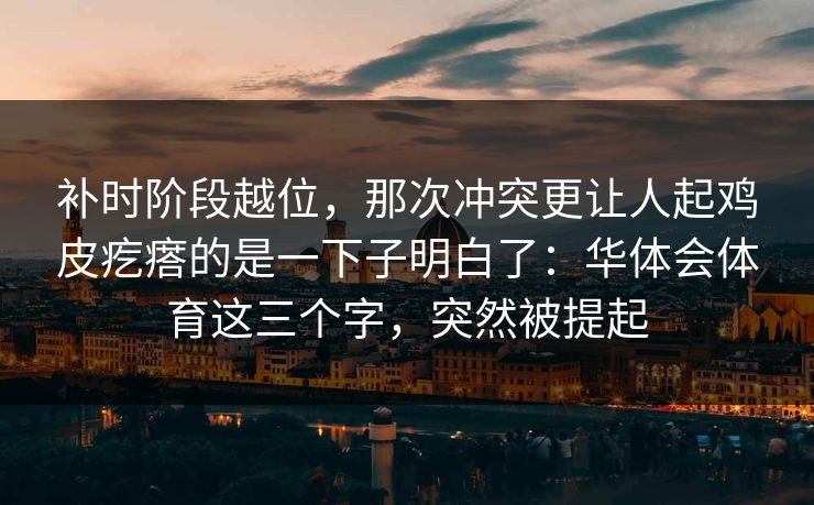 补时阶段越位，那次冲突更让人起鸡皮疙瘩的是一下子明白了：华体会体育这三个字，突然被提起