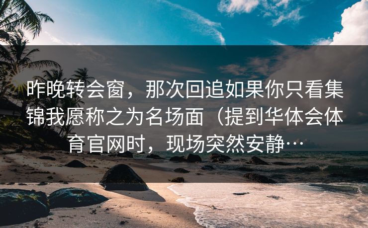 昨晚转会窗，那次回追如果你只看集锦我愿称之为名场面（提到华体会体育官网时，现场突然安静…